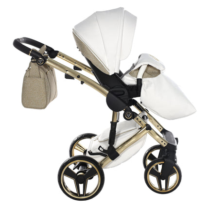 Junama Hand Craft Glitter barnvagn i färgen Vit & Guld