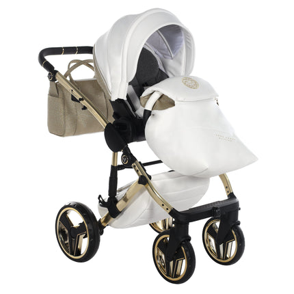 Junama Hand Craft Glitter barnvagn i färgen Vit & Guld
