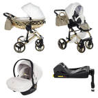 Vit & Guld / 4 IN 1 (Inkluderar babyskydd + ISOFIX-bas)