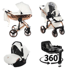 White & Copper / 4 IN 1 (Includes Car Seat + 360° Rotating ISOFIX Base)