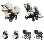 Vit och Guld / 4 IN 1 (Inkluderar 2 babyskydd + 2 360° roterande ISOFIX-baser)