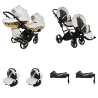 Vit och Guld / 4 IN 1 (Inkluderar 2 babyskydd + 2 ISOFIX-baser)