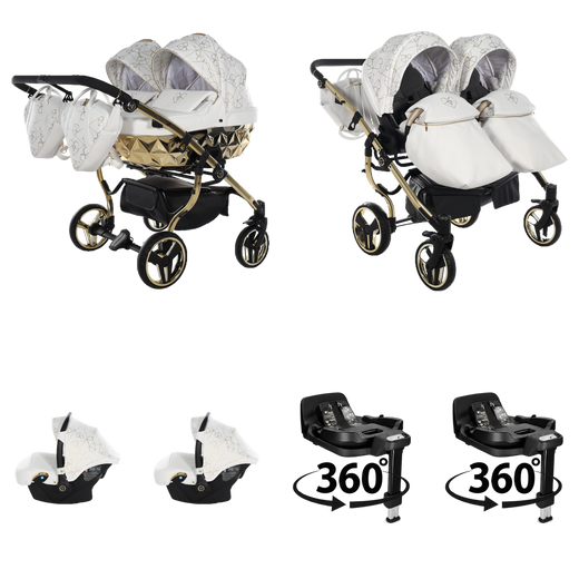 4 IN 1 (Inclui 2 cadeiras auto + 2 bases ISOFIX rotativas a 360°)