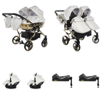 Branco / Dourado / 4 IN 1 (Inclui 2 cadeiras auto + 2 bases ISOFIX)