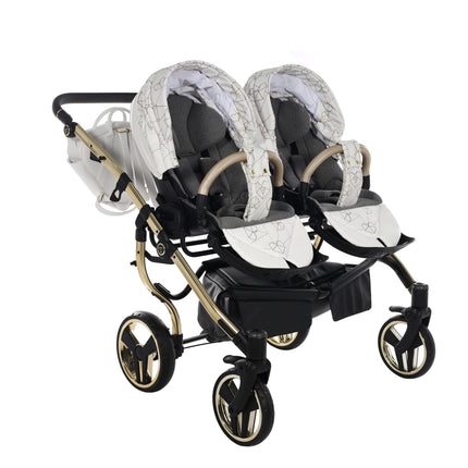 Unidades de assento para carrinho de bebé lado a lado Junama Heart Duo branco e dourado