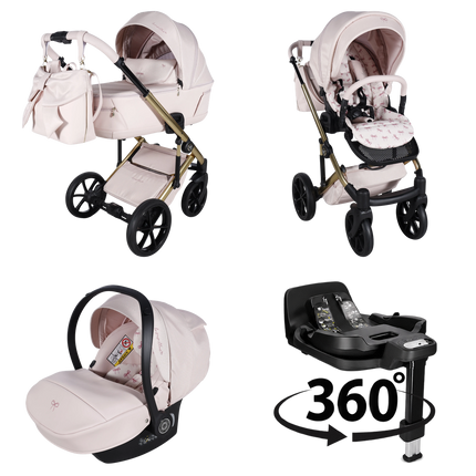 Junama Le Papillon (Rose): poussette; nacelle; siège; siège auto bébé; base ISOFIX (360°)