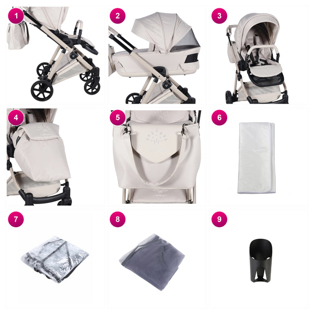 Junama Milano Stroller Beige 2 IN 1 what's included