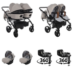 Beige / 4 IN 1 (Includes 2 Car Seats + 2 360° Rotating ISOFIX Bases)