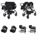Black / 4 IN 1 (Includes 2 Car Seats + 2 360° Rotating ISOFIX Bases)