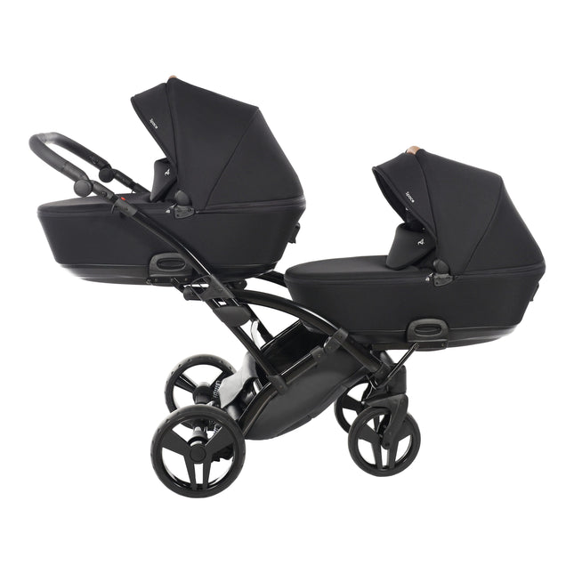 Junama Space Duo Slim Black tandem double stroller with two carrycots / bassinets
