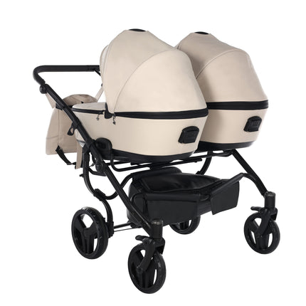 Junama Space Eco Leather Duo Beige side-by-side double stroller