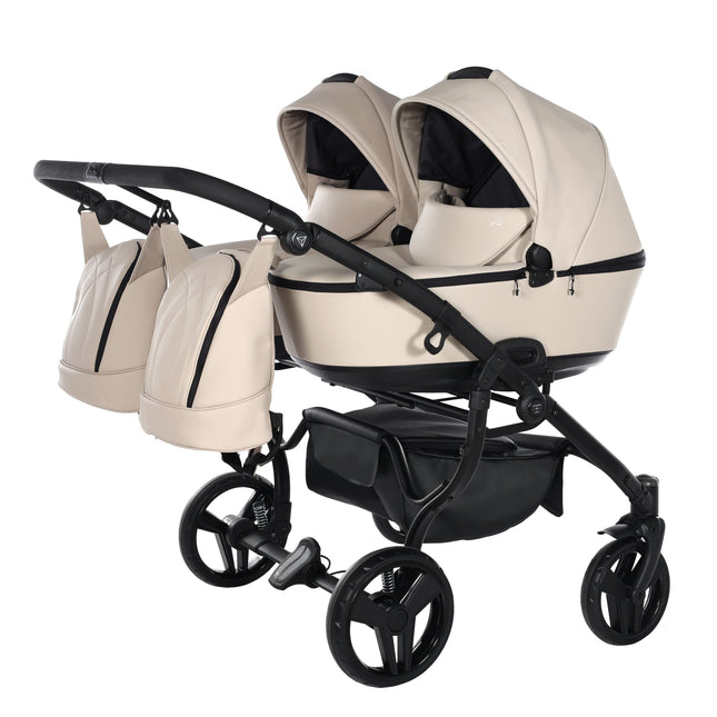 Junama Space Eco Leather Duo Beige side-by-side double stroller