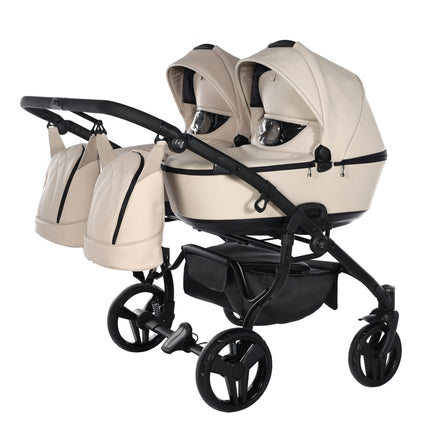 Junama Space Eco Leather Duo Beige side-by-side double stroller