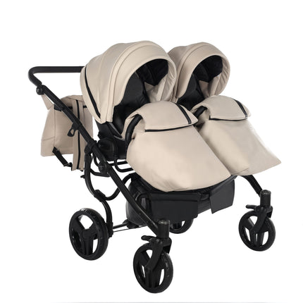 Junama Space Eco Leather Duo Beige side-by-side double stroller