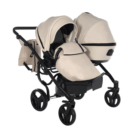 Junama Space Eco Leather Duo Beige side-by-side double stroller