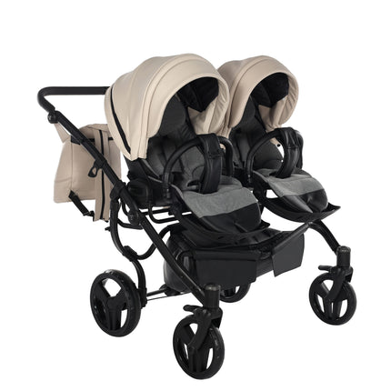 Junama Space Eco Leather Duo Beige side-by-side double stroller