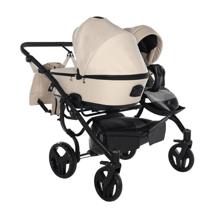 Junama Space Eco Leather Duo Beige side-by-side double stroller