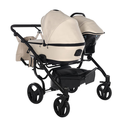 Junama Space Eco Leather Duo Beige side-by-side double stroller