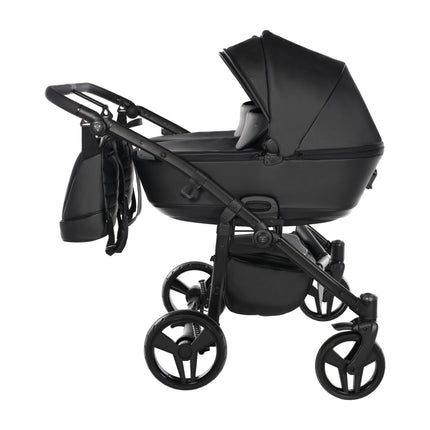 Junama Space Eco Leather Duo Black side-by-side double stroller