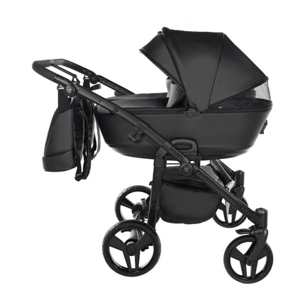 Junama Space Eco Leather Duo Black side-by-side double stroller