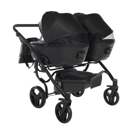 Junama Space Eco Leather Duo Black side-by-side double stroller