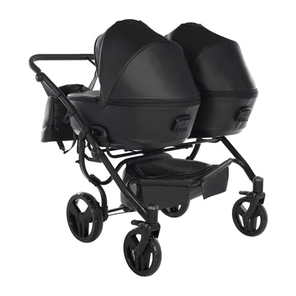 Junama Space Eco Leather Duo Black side-by-side double stroller