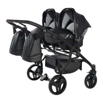 Junama Space Eco Leather Duo Black side-by-side double stroller