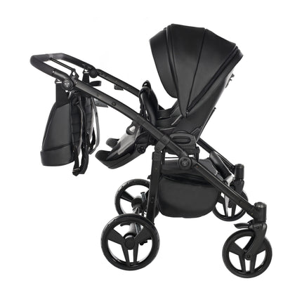 Junama Space Eco Leather Duo Black side-by-side double stroller