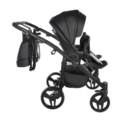 Junama Space Eco Leather Duo Black side-by-side double stroller