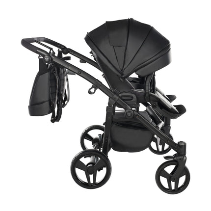 Junama Space Eco Leather Duo Black side-by-side double stroller
