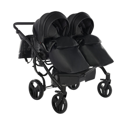 Junama Space Eco Leather Duo Black side-by-side double stroller