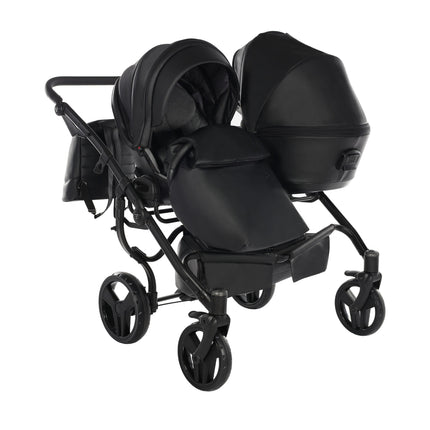 Junama Space Eco Leather Duo Black side-by-side double stroller