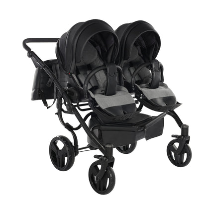 Junama Space Eco Leather Duo Black side-by-side double stroller