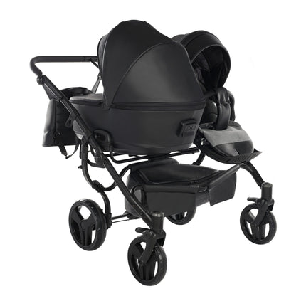Junama Space Eco Leather Duo Black side-by-side double stroller