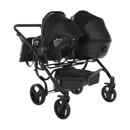 Junama Space Eco Leather Duo Black side-by-side double stroller