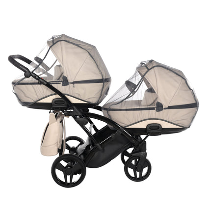 Junama Space Eco Leather Duo Slim dubbelvagn med säten på rad i färgen Beige