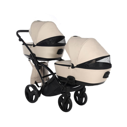 Junama Space Eco Leather Duo Slim dubbelvagn med säten på rad i färgen Beige