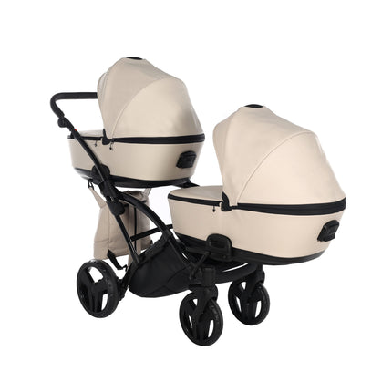 Junama Space Eco Leather Duo Slim dubbelvagn med säten på rad i färgen Beige
