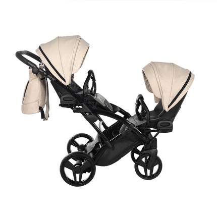 Junama Space Eco Leather Duo Slim dubbelvagn med säten på rad i färgen Beige