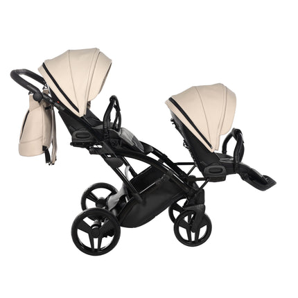 Junama Space Eco Leather Duo Slim dubbelvagn med säten på rad i färgen Beige
