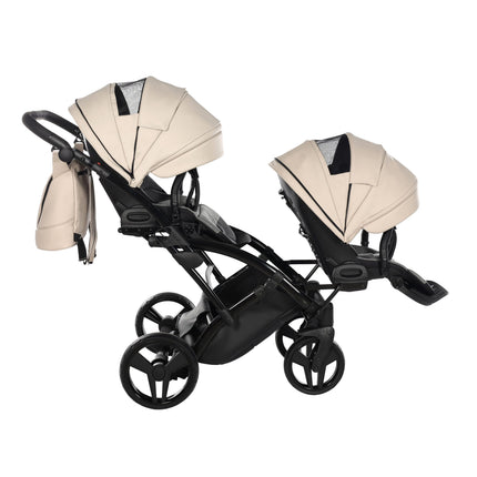 Junama Space Eco Leather Duo Slim dubbelvagn med säten på rad i färgen Beige
