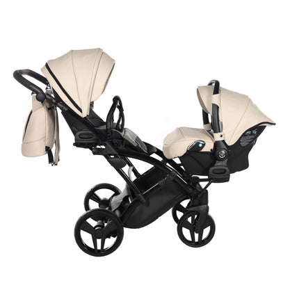 Junama Space Eco Leather Duo Slim dubbelvagn med säten på rad i färgen Beige