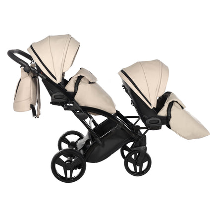 Junama Space Eco Leather Duo Slim dubbelvagn med säten på rad i färgen Beige