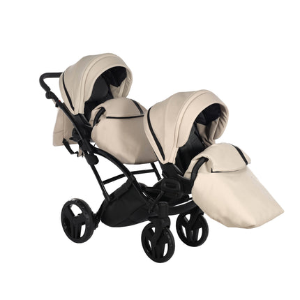 Junama Space Eco Leather Duo Slim dubbelvagn med säten på rad i färgen Beige