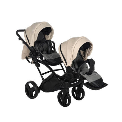 Junama Space Eco Leather Duo Slim dubbelvagn med säten på rad i färgen Beige