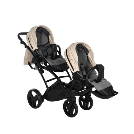 Junama Space Eco Leather Duo Slim dubbelvagn med säten på rad i färgen Beige
