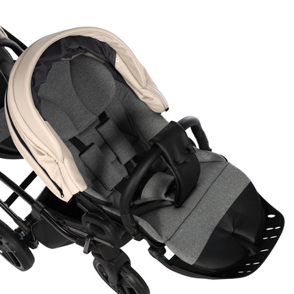 Junama Space Eco Leather Duo Slim dubbelvagn med säten på rad i färgen Beige