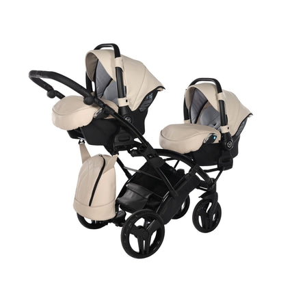 Junama Space Eco Leather Duo Slim dubbelvagn med säten på rad i färgen Beige