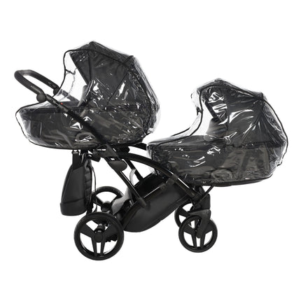 Junama Space Eco Leather Duo Slim dubbelvagn med säten på rad i färgen Svart
