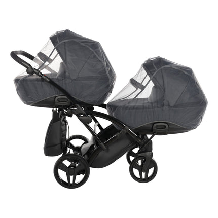Junama Space Eco Leather Duo Slim dubbelvagn med säten på rad i färgen Svart